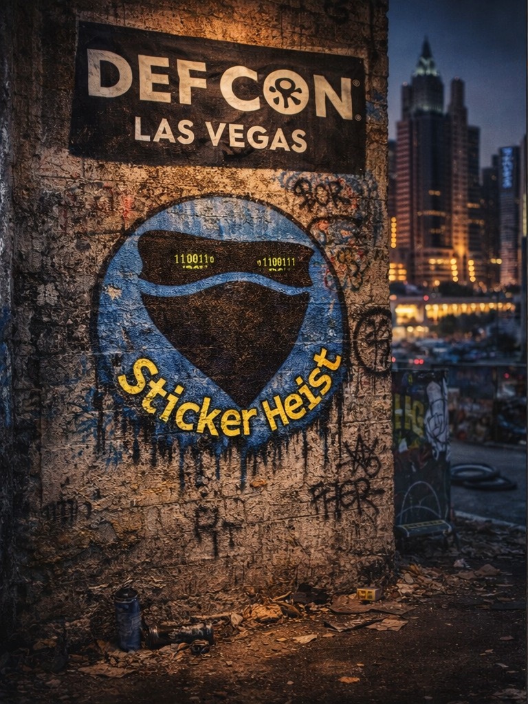Sticker Heist graffiti near DEF CON